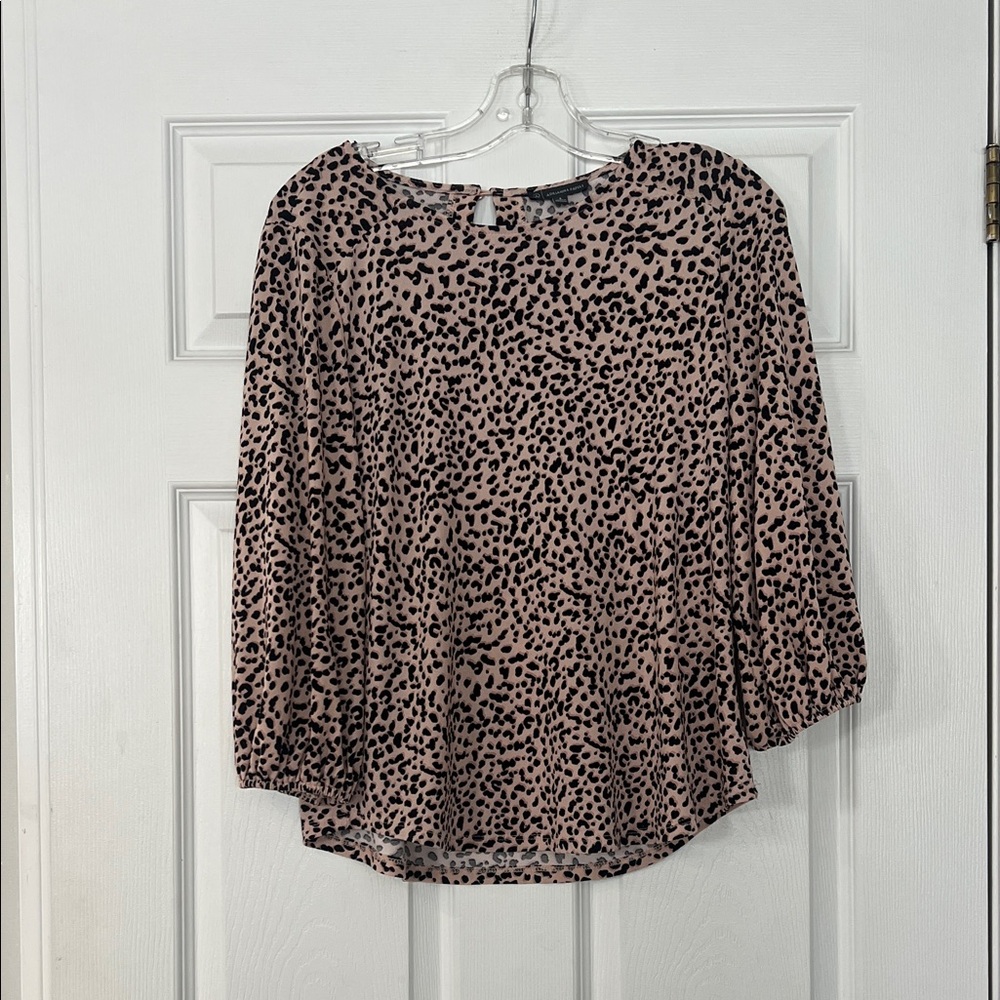 Adrianna Papell Pink and Black Spotted Blouse